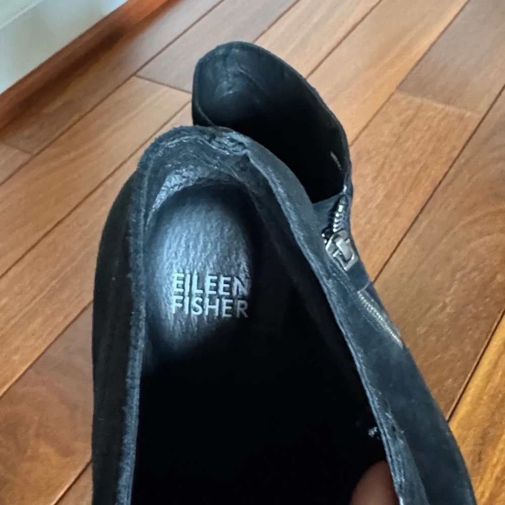 Eileen Fisher Black Suede Ankle Boots